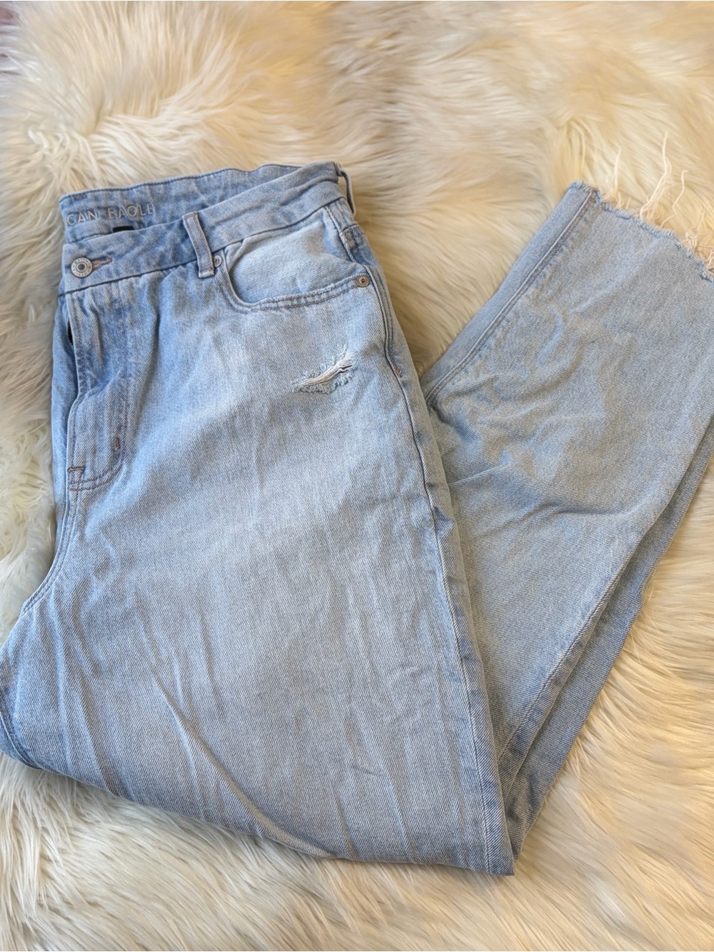 American Eagle Light Blue Denim Jeans with Embroidered Waistband - Picture 2 of 4